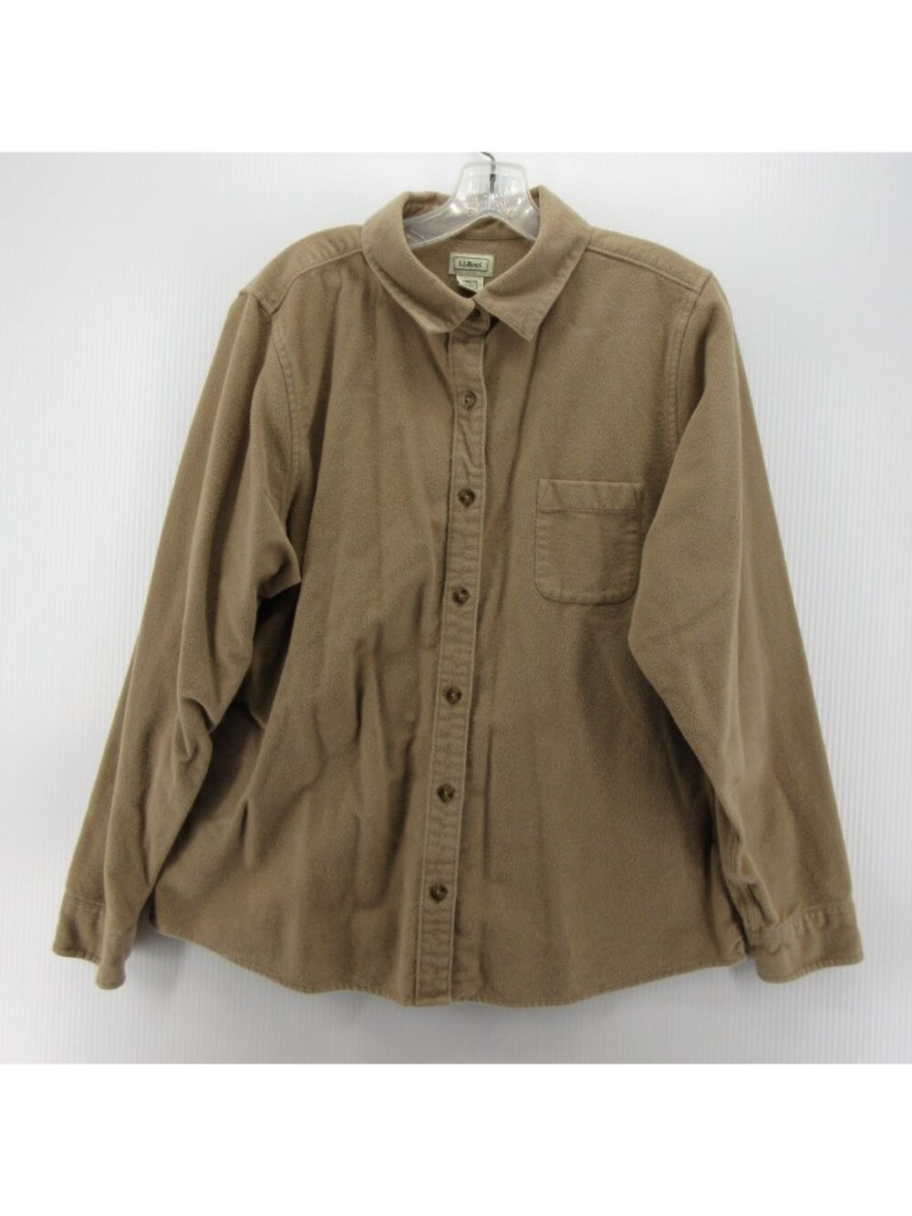 LL Bean Top XL Tan Flannel Shirt Lyocell Button Up Outdoor Pocket